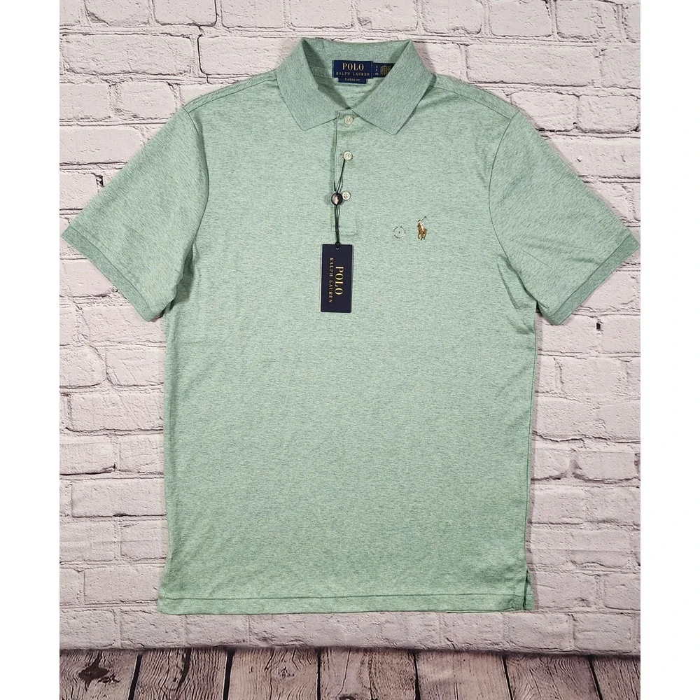 NWT Polo Ralph Lauren Mens Small Classic Fit Polo Shirt Green Heather Jersey